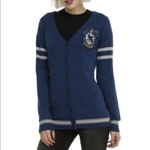 Harry Potter Ravenclaw Cardigan Sweater Blue Medium Hot Topic Official Crest